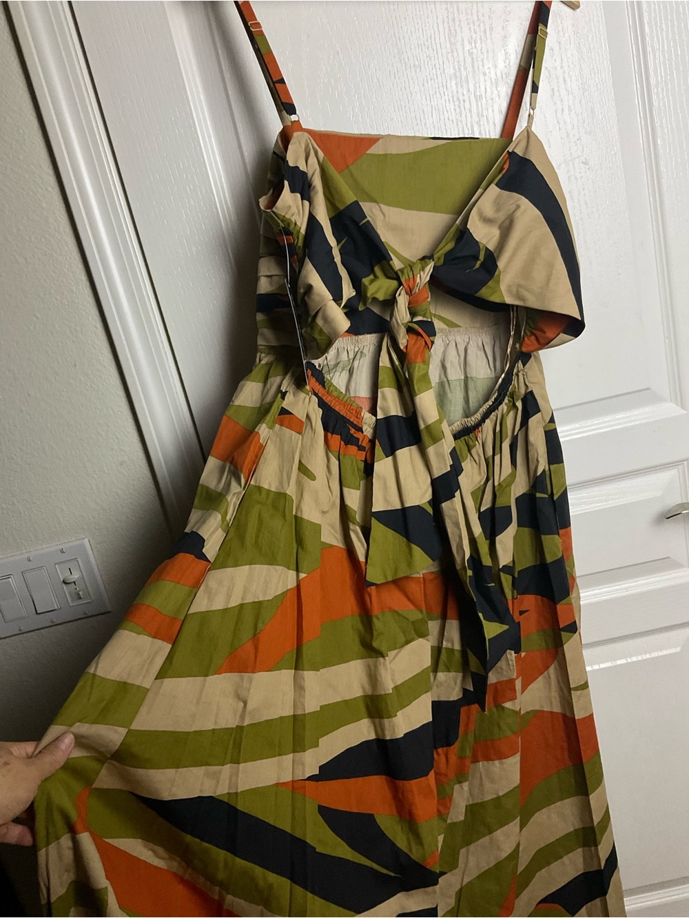 Sndys Abstract Print Cotton Midi Dress Spaghetti Strap XL Boho - Picture 3 of 7